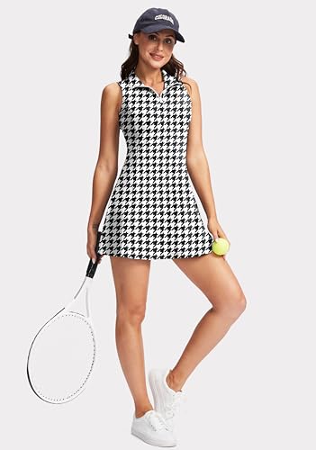 Image of Viodia Women's Tennis Golf Dress with Shorts | Active, Exercise, Workout, Sports, Athletic, Dresses for Women, with Zipper Pockets