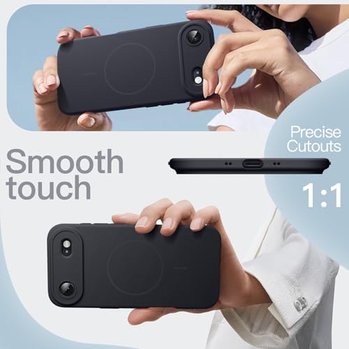 Image of JETech Magnetic Silicone Case for iPhone Air, Black | Compatible with MagSafe, Silky Soft Touch, Full Camera Lens Protection, Shock Absorbing Phone Cover