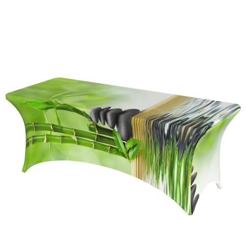 Nappe extensible élasthanne bambou anti-pli pour table rectangulaire - 2