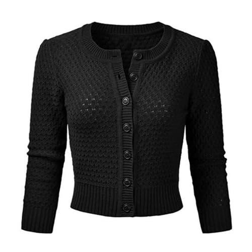 Damen Trachtenjacke Bolero Dirndl Jacke - Kurze Strickjacke Mit Knopfleiste