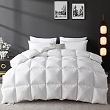 L LOVSOUL Down Comforter Oversize King Size, 850+ Fill Power Hotel Style Bedding Comforter, 1200TC, Fluffy Ultra Soft All Season White Duvet Insert with 8 Corner Tabs