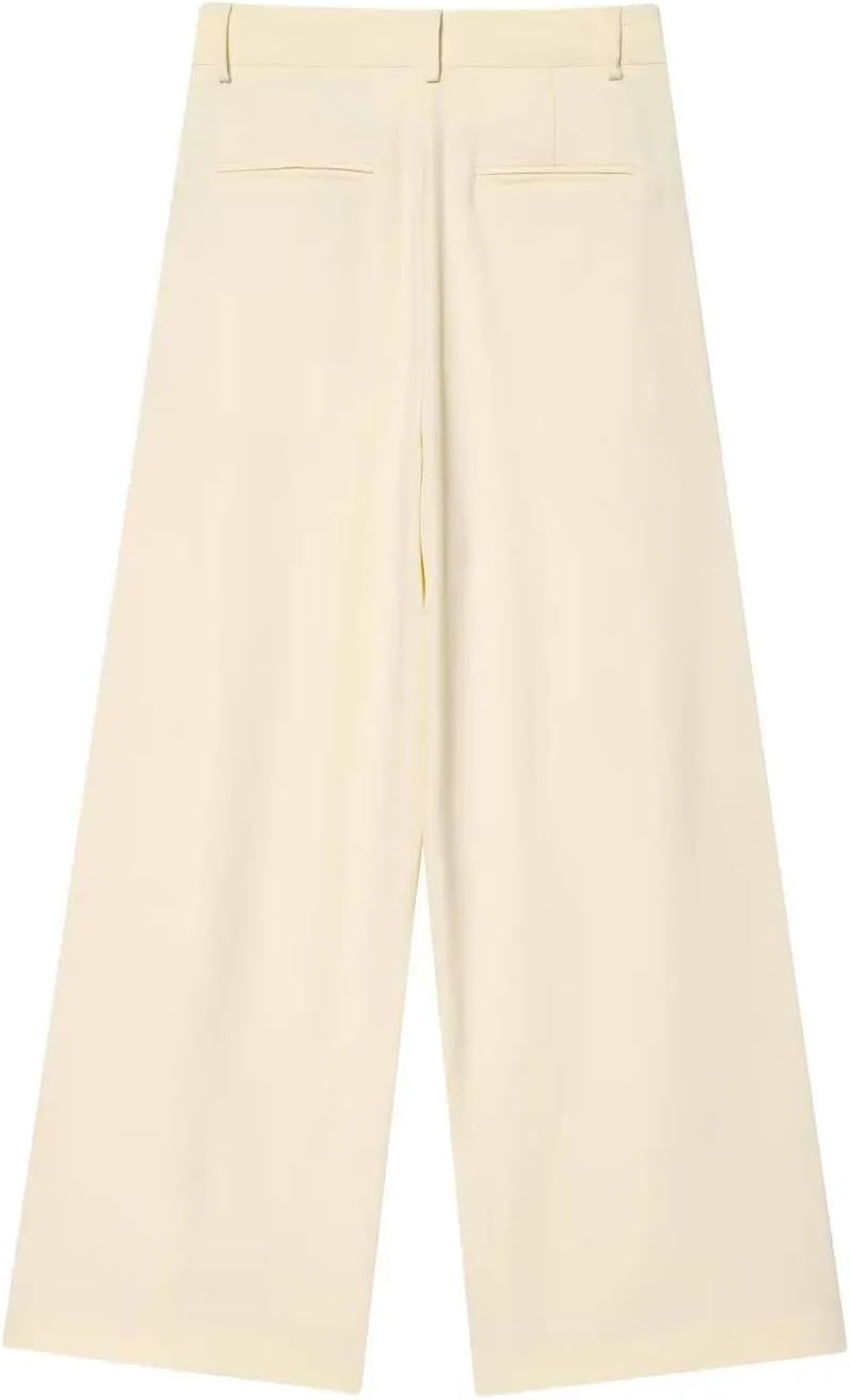 Womens Double Breasted Suit Set Loose Tank Top and High Waist Wide Leg Pants Solid Color Summer Outfit
