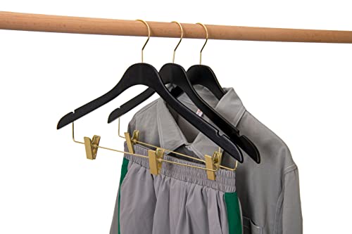 20 Luxury 16.5" Ultra Thin Space Saving Black Wooden Skirt Pant Hangers, 360 Degree Swivel Hook, Best for Suit, Coat Hangers Pants, Blouses, Dress Hangers Black with Gold Hook (Skirt/Blouse, 20) by Quality Hangers - Used condition - Image 9