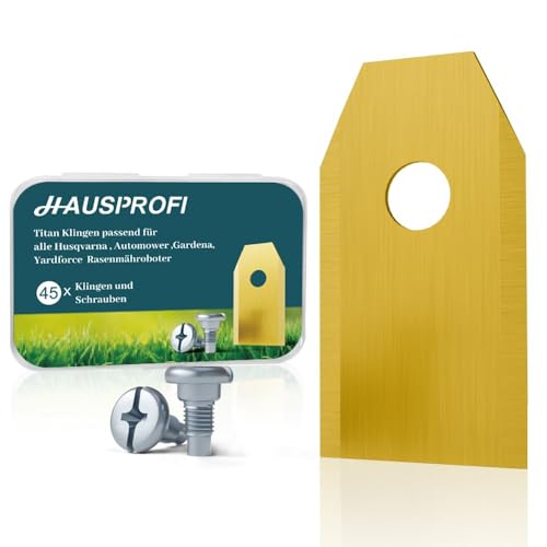 HAUSPROFI 45x Titan Messer Ultrascharfe Ersatzklingen Geeignet für alle Husqvarna Gardena Yard Force Mähroboter Universal Ersatzmesser Inkl. 45 Schrauben