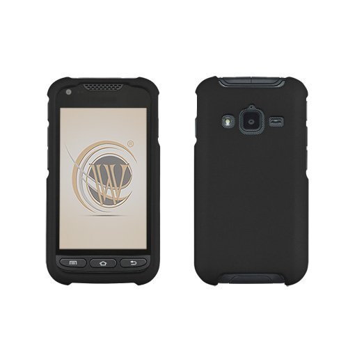 Spots8® for Samsung Galaxy Rugby Pro i547 Slim Light Hybrid Snap On Non-Slip Matte Hard Case Hard Case Rubberized Rubber Coating Protective Case - Black