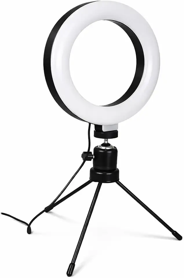 Ring Light de Mesa 16 Centímetros Led com Tripé Ajustável e Suporte para Celular Ideal para Lives e Videos