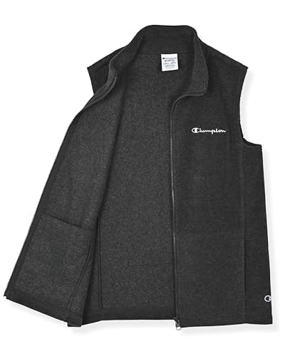 Image of Champion Boys Polar Fleece Vest Lightweight Sleeveless Zip Front Jacket with Pockets, Kids Outdoor Layering