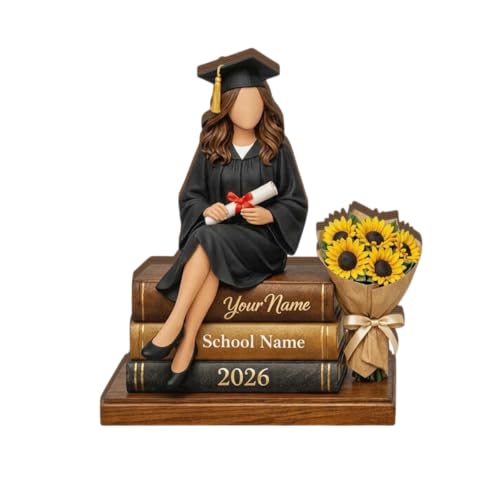 Personalized Graduation Wooden Block Plaque, Custom Name Grad Gift, Class of 2026 Keepsake Desktop Decorative Sign High School University Commencement Souvenir Inspirational Student Achievement Art