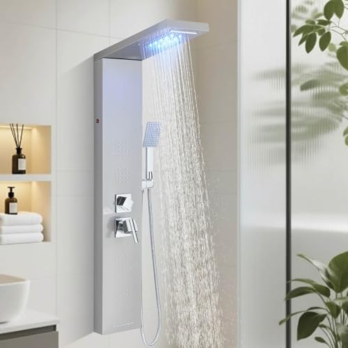 FUZ Brushed Nickel Stainless Steel Shower Panel Tower System by FUZMONOERE - Used condition - Image 2