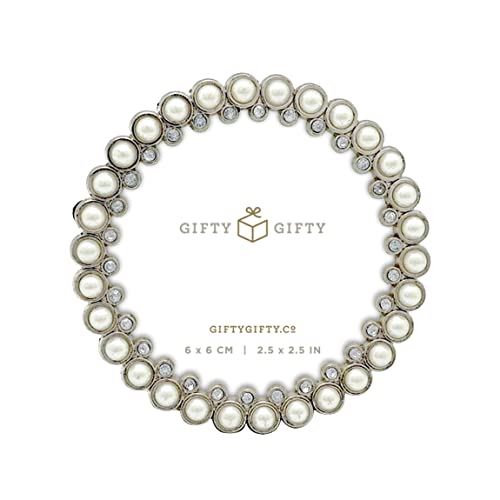 Gifty Gifty Beaded Pearl Mini Frame Set / Set Of 2 / 2X3 & 2.5X2.5 In | For Tabletop Display | Perfect For Home Decor, Wedding, Graduation, Or Milestone Photos (Silver) #TOP1