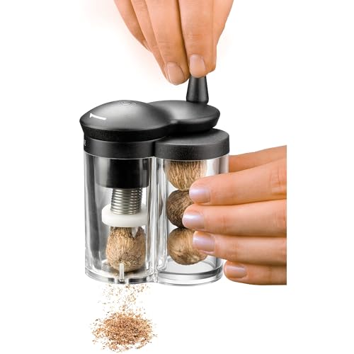 Foto von Silit Mulino Muskatmühle mit Reservebehälter, Reibe mit Behälter, Muskatnuss Mühle, Glas, Kunststoff, Muskatreibe