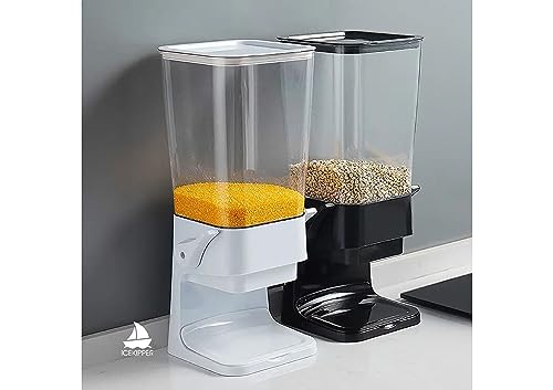 Foto von Müslispender, Zerkleinert Keine Cerealien Beim Ausgeben, Wandmontage Cereal Dispenser für Cornflakes HBT: 19,5x16,6x42,3cm 5,5L, Schwarz - 1 Stück (Quadratisch - weiß)