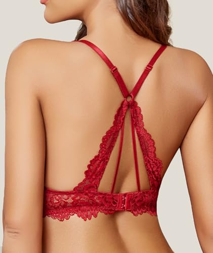 Image of Avidlove Lace Bralettes for Women Wireless Unpadded Bras Racerback Cami Tops Basic Sexy Strappy Everyday Lingerie