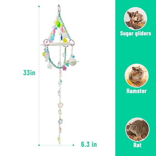 Sugar Glider Toys,Glow in the Dark Sugar Glider Planet Moon Space Platform Toy,Sugar Glider Hanging Climbing Toys,Sugar Glider Hamster Rats Toys,For Climbing,Exercising,Sugar Glider Cage Accessories - Thumbnail 7