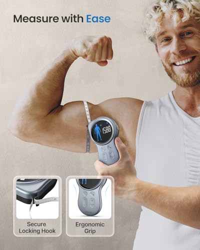 Image of RENPHO Smart Tape Measure with Large Display, Bluetooth Body Measuring Tape with App for Weight Loss, Fitness Shape, Measure Circumference Length