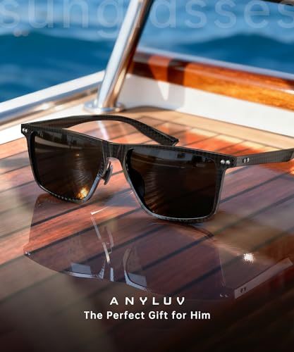 Image of ANYLUV Mens Sunglasses Polarized Upgraded Carbon Fiber Temple Sun Glasses Fashion Driving with UV Protection