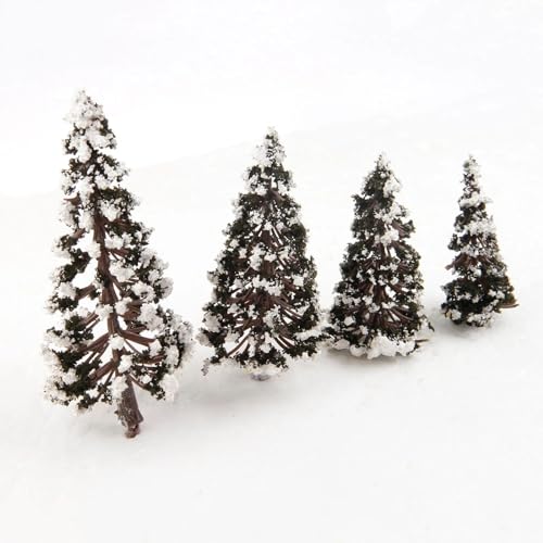 Train de neige et paysage d hiver : kit de 16 arbres miniatures cèdres - 5