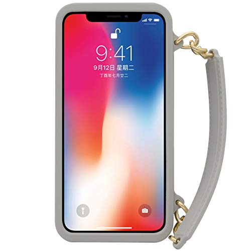 Omio for iPhone 12 Handbag Case with Card Holder Wrist Lanyard Strap Soft Silicone Cover Wallet Case for Women Luxury Stylish Long Pearl Crossbody Chain Case - Thumbnail 2