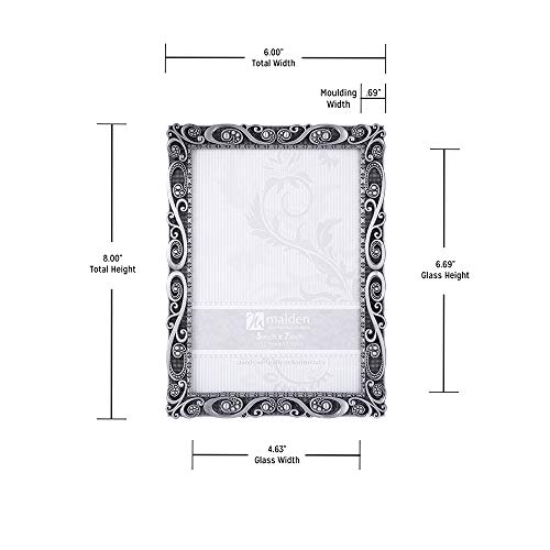 Malden International Designs 5371-57 Morgan Pewter Metal Picture Frame, 5X7, Silver #TOP5