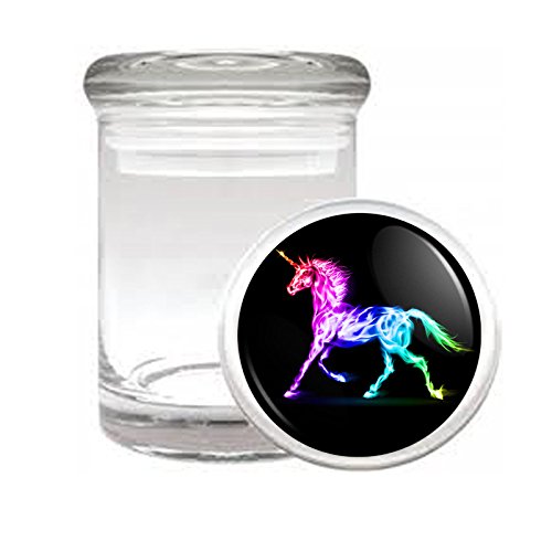 Medical Glass Jar Unicorns Mythical Creature S11 Air Tight Lid 3" x 2" Small Storage Herbs & Spices