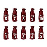 SAFIGLE Bolsas de Yute Cordón para Botellas de Vino 10 Unidades Color Vino Tinto Numeradas del 1 al 10 para Fiestas Cumpleaños y Celebraciones Obsequios
