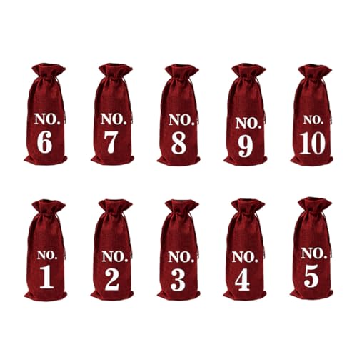 Sacs à vin toile de jute BELLIFFY par 10 pièces numérotées pour décoration de table