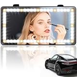 SINGARO Car Sun Visor Vanity Mirror - Rechargeable Makeup Mirror with 60 LEDs, 3 Light Modes & Dimmable Touch Control for Cars, Trucks, SUVs, Car Interior Accessories for Women (Black)