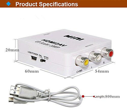 Conversor Hdmi HDCP 1 Entrada 2 Saídas Full HD 1080p hdmi-compatível com rca conversor av/cvsb l/r h