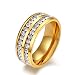 Stfery Zircon Bague, Bague Unisexe Acier Inoxydable Zirconium Zircon de Cercle Entier de Style Européen Cadeau Anniversaire Or 66.5
