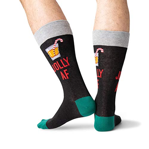 Hot Sox Mens Jolly AF Socks, Black, 1 Pair, Mens Shoe 6-12.52