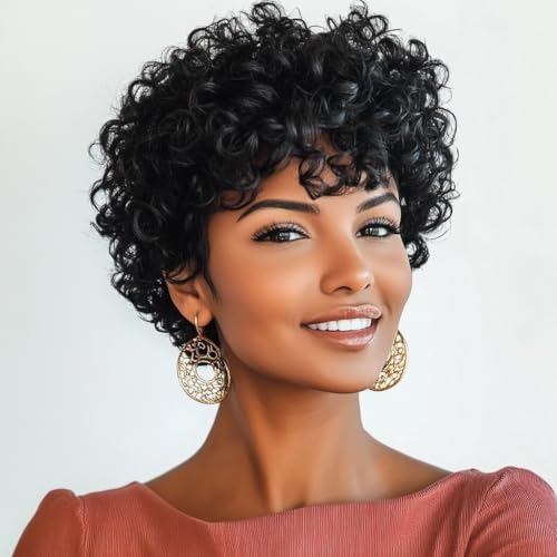 Short Curly Wigs For Black Women Natural Black Afro Curly