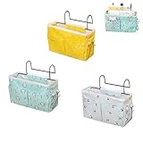 SUJUDE Bedside Caddy Organizer Bed Storage Dorm - 3 Pack Bed Pocket for Bunk and Hospital bed...