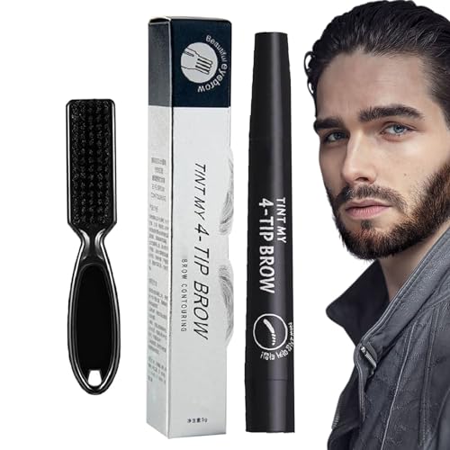 Relleno de lápiz para barba - Relleno de lápiz capilar para hombres - Lápiz capilar, relleno de barba para hombres, maquillaje de barba de cobertura duradera, mejora de la barba Hixip
