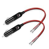 2pack 12v Cigarette Lighter Plug Power Adapter Cable with 16AWG Leads & LED Light,15A Automotive DC Power Extension Cord with Fuse for Car, Truck, RV, Air Pump, Inverter, Battery Charger