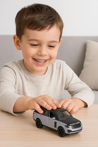 Image of 1:36 Scale Range Rover Toy Car - Die-Cast Alloy Pull-Back SUV Model with Lights & Sound, Openable Doors - Metal Toy Car for Kids, Boys & Collectors (Grey)