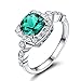 DAJIA Anillos de Plata de Ley 925 para Mujer Topacio Azul Piedra Preciosa Real Cojín de Aguamarina Regalo clásico romántico Compromiso Joyería Fina-5, Ruj018E-1 Verde, Plata 925