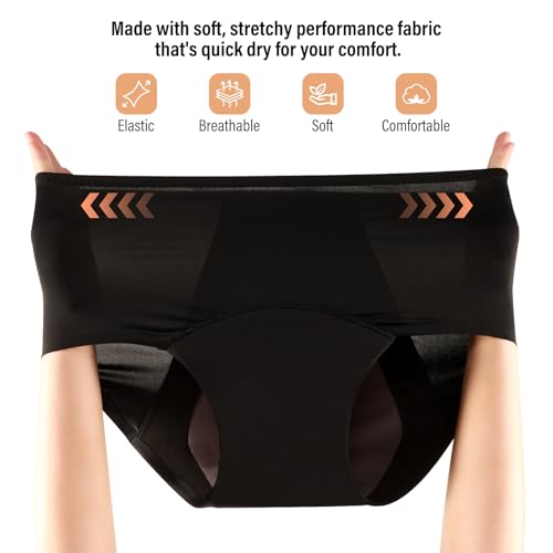 Image of Carer Womens Incontinence Underwear, 150ml High Absorbent, 2 Pack Black 2XL | Washable Bladder Leak Proof Underwear for Women, Reusable Womens Incontinence Panties, Urine Leakage Protective Panties