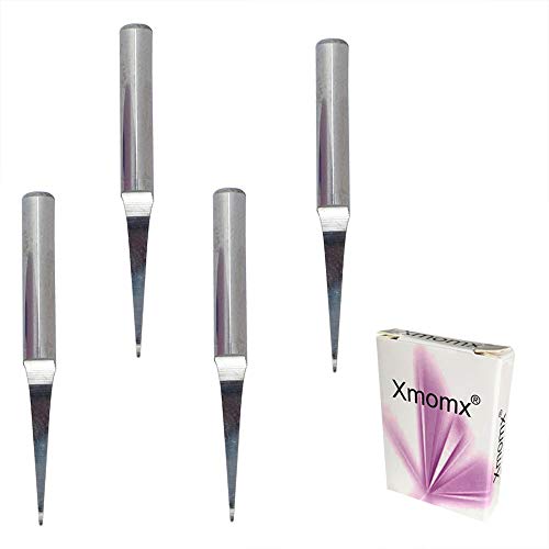 Xmomx 4 Stück 0,1 mm Spitze 20 Grad flache CNC-Gravur-Bits Schneiden Oberfräser Schaftfräser 1/8 Zoll Schaft Drehwerkzeug Cover