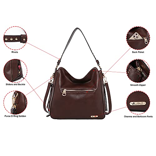 Montana West Large Hobo Handbag For Women Studded Leather Shoulder Bag Crossbody Purse With Tassel Mwc-1001Cf #TOP3