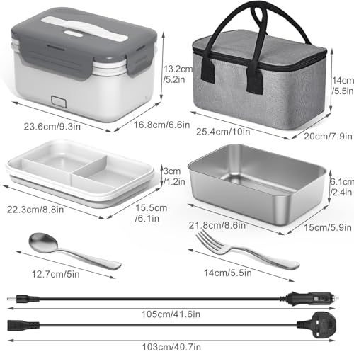 Image of Herrfilk Cordless Electric Lunch Box for Adults, 1.8L /61oz Large Rechargeable Portable Food Warmer, 4in1 Ultra Quick Self Heating Lunch Box with Storage Bag, Suitable for Travel /Car /Work,Lime