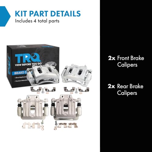 Image of TRQ Front and Rear Brake Caliper Set Caliper Brackets Hardware Compatible with 2007-2009 Hyundai Santa Fe