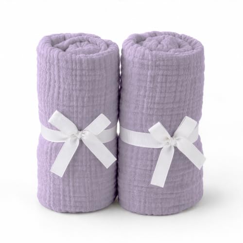 Image of Newton Baby Dual Layer Crib Sheet 2-Pack, Organic Gauze - Lavender