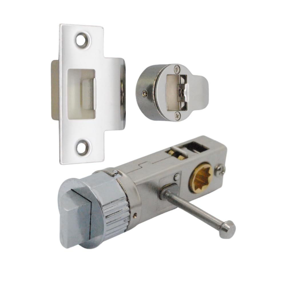 Smart Push Button Privacy Quick Latch 57mm Backset Round Tubular Latch in Polished Chrome