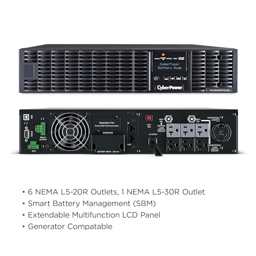 Image of CyberPower OL3000RTXL2U Smart App Online UPS System, 3000VA /2700W, 7 Outlets, 2U Rack /Tower