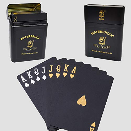 Acelion Waterproof Playing Cards, Black Plastic Playing Cards, Deck of Cards, Gift Poker