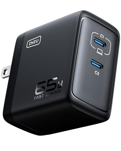 USB C Charger, INIU 2-Port 65W GaN Charger, Compact Foldable PD PPS USB C Wall Charger Block for MacBook Pro/Air, iPad Pro, Galaxy S23, Dell XPS 13, Note 20/10+, iPhone 15/Pro, Steam Deck, and More