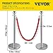 Biyrly 6PCS Stainless Steel Stanchion Post Queue, Crowd Control Red Velvet Rope 38 Inch, Silver Crowd Control Barriers Queue Line