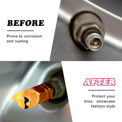 4Pcs Sunglasses Duck Tire Valve Stem Caps, Funny Decorative Covers for Wheels, Cute Car Accessories (Hexagon Yellow)