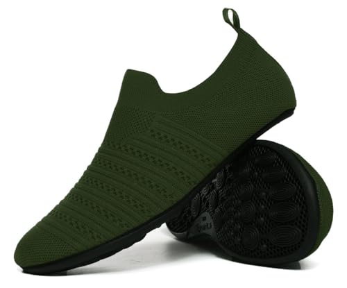 Image of QZKDM Adult Lightweight Non-Slip Grip Indoor or Outdoor House Slippers House Home Shoes Comfort & Chic Style for Men Women (QZ20002ArmyGreen43)