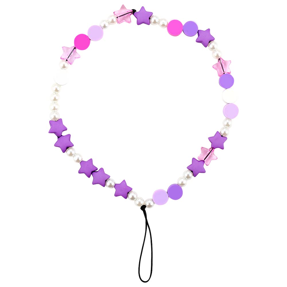 Bohemian mobiele telefoonketting kraal parelkoord, 3 stuks smiley Face kleurrijke kralen Phone Charm Strap polsketting, anti-verlies mobiele telefoonketting polsarmband telefoon bedelkoord koord (type 6